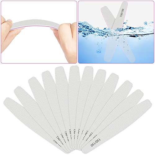 CGBE Professional Nail Files, 12Pcs 150/150 Grit Files Set Double-Sided Grit Emery Board Manicure Tools for Home and Salon Use