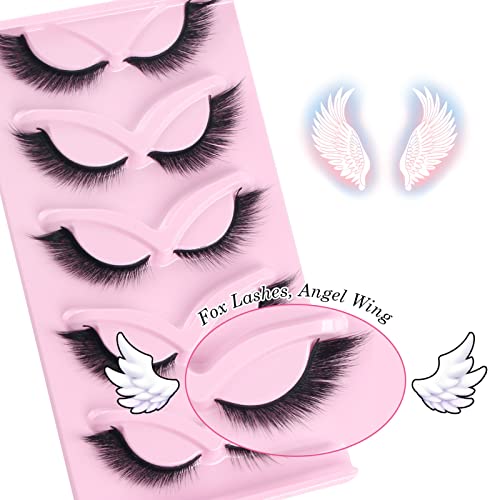 Parriparri False Eyelashes Fluffy Fox Eye Lashes L Curl Sexy Cat Eye Eyelashes Soft Winged Angel Fake Lashes Wispy Lightweight Faux Mink Lashes (