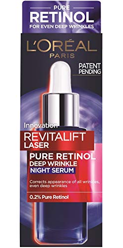 L'Oreal Paris Pure Retinol Serum, Revitalift Laser Deep Anti-Wrinkle Retinol Night Serum For Face [Revitalift Laser Retinol Serum 30ml + x3 Hydra