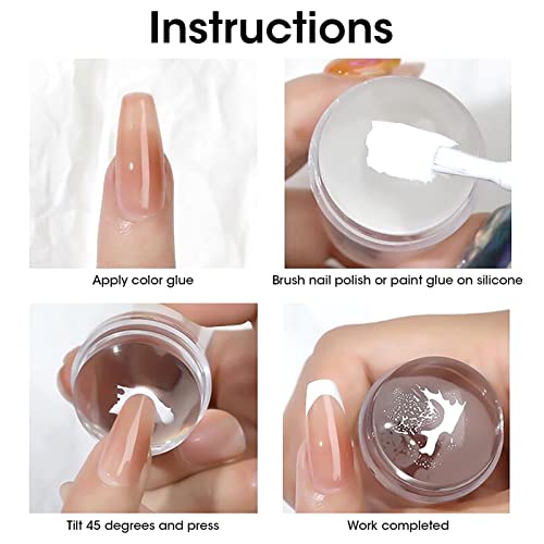 Silicone Nail Art Stamper Clear Jelly Soft Stamping Transparent Nail Stamp kit Nail Art Tools with Scraper Manicure Tools DIY French Tip Stamp Na