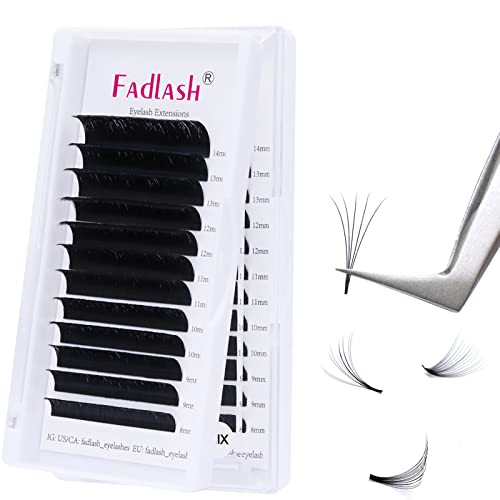 Fadlash Easy Fan Lashes C Curl 0.10 8-14mm Mixed Length Russian Lashes Natural Look Self Fanning Eye Lashes Automatic Blooming Russian Eyelashes