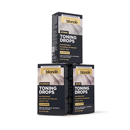 Jerome Russell Bblonde Platinum Toning Drops - Non-Permanent Platinum Hair Toner, Refresh & Maintain Blonde Hair Dye, Add Drops in Shower with Sh