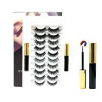 Magnetic Eyeliner and Eyelash Kit,10 Pairs Reusable Magnetic False Eyelashes,Waterproof Long Lasting Magnetic Eyeliner With FREE Tweezer For Use