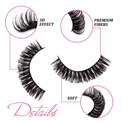 False Eyelashes Russian Strip Lashes D Curl Fluffy Wispy 10 Pairs Reusable Natural Look Faux Mink Volume Fake Handmade Thick Soft Long Dramatic E