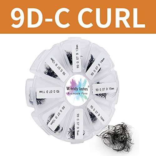 Pre Made Fan Volume Eyelash Extensions 10D 0.07mm D Curl 500 Fans 9-16mm Mixed Tray Premade Fans Loose Volume Lash Extensions Handmade Promade Lo