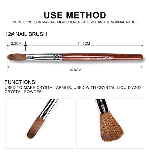 Alexnailart Kolinsky Sable Nail Brush Acrylic Brush for Acrylic Powder Nail Art Pen with Red Wooden Handle Manicure Design 12#