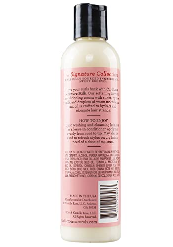 Camille Rose Curl Love Moisture Milk 240ml - Softening Leave-In Conditioner. Macadamia nut & Vanilla. Hydrate and elongate hair strands.