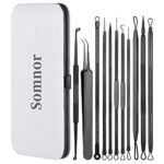 Somnr Pimple Popper Tool Kit, 11Pcs Blackhead Remover Tool Blackhead Extractor Tool Kit with White Bag,Pimple Popping Kit for Pimples, Blackheads