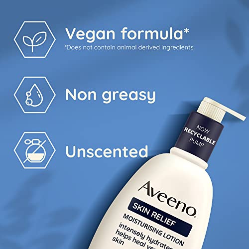 Aveeno Skin Relief Moisturising Lotion | Soothes Skin From Day 1 | For Very Dry and Irritable Skin Care | With Shea Butter and Prebiotic Oatmeal,
