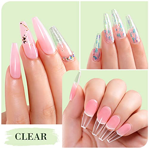 AIMEILI Top and Base Builder Gel Soak Off UV LED Gel Nail Polish 5 in 1 Builder Base Gel No Wipe Top Coat Set 2 x 15ml