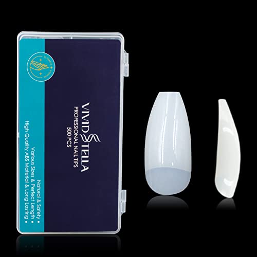 Ballerina Fake Nails 500pcs Clear Acrylic Nails Full Coverage Coffin Artificial Nail Tips Nail Extensions Long Nails 10 Sizes VIVID STELLA