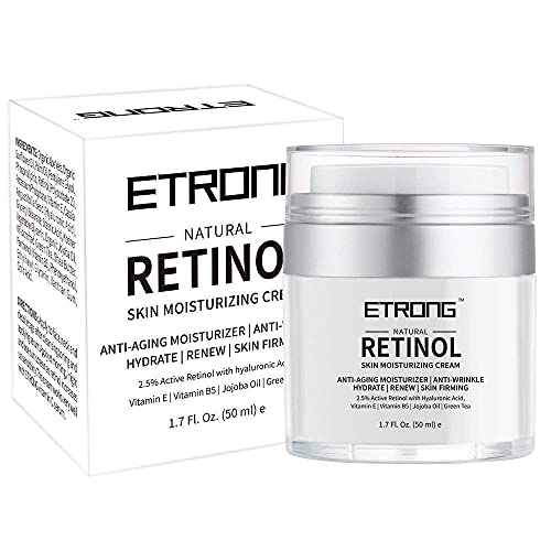 Retinol Moisturizer Cream,ETRONG Anti-aging Wrinkle Night/Day Cream for Face and Eye with 2.5% Retinol,Hyaluronic,Vitamin E and Jojoba Oil