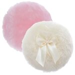Sibba Large Fluffy Powder Puff, 4 Inch Ultra Soft Washable Reusable Velour Face Body Powder Puff Loose Powder Puffs Wet Dry Makeup Tool (Pink&Yel