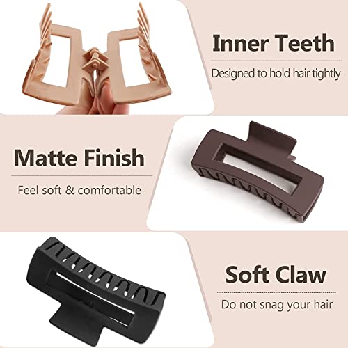 Ello Hair Claw Clip for Women & Girls, 4.3 Inch(11cm) Large Claw Clip for Women Thick Hair, Matte Hair Clips, Non-Slip Strong Jaw Claw Clips (Rec