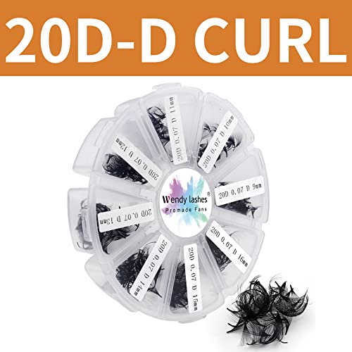 Pre Made Fan Volume Eyelash Extensions 10D 0.07mm D Curl 500 Fans 9-16mm Mixed Tray Premade Fans Loose Volume Lash Extensions Handmade Promade Lo