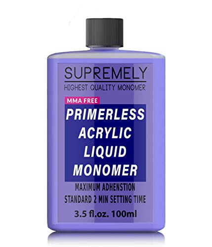 Acrylic Liquid Monomer Professional Salon MMA-FREE Non-Yellow | Medium Drying Time Maximum Strength Adhesive Nail Extension | Used for Natural Na