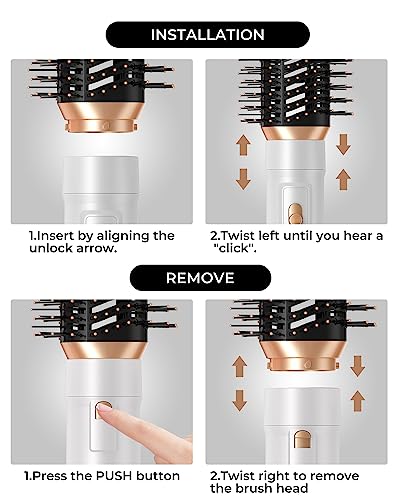 Hot Air Brush Set - 4 in 1 Hair Styler with Hair Dryer with 3 Temperature, Hair Straightening Brush, Suitble for Curling Straightening Drying, Io