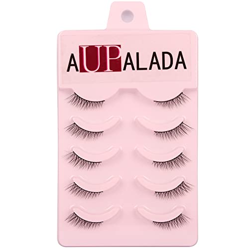 Aupalada False Eyelashes Natural Look Wispy Cat Eye Lashes 3D Fluffy Half Fake Lashes Pack, 3/4 False lashes, quarter lashes, half eyelashes, Cor