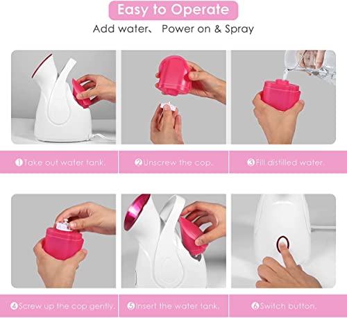Facial Steamer, 3-in-1 Portable Warm Mist Face Steamer, Newest 10X Penetration Nano Ionic Facial Steamer for Women Moisturizing for Home SPA Clea