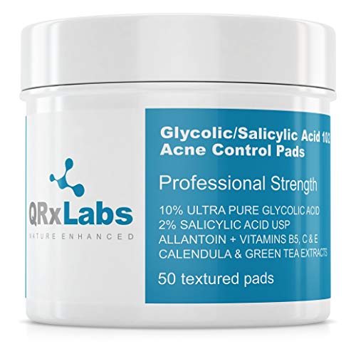 Glycolic/Salicylic Acid 10/2 Acne Control Pads With 10% Ultra Pure Glycolic Acid + 2% Salicylic Acid, Allantoin, Vitamins B5, C & E, Calendula &