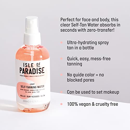 Isle of Paradise Self Tan Water Light (200 ml) Hydrating Self Tanning Water Natural Ingredients & Vegan