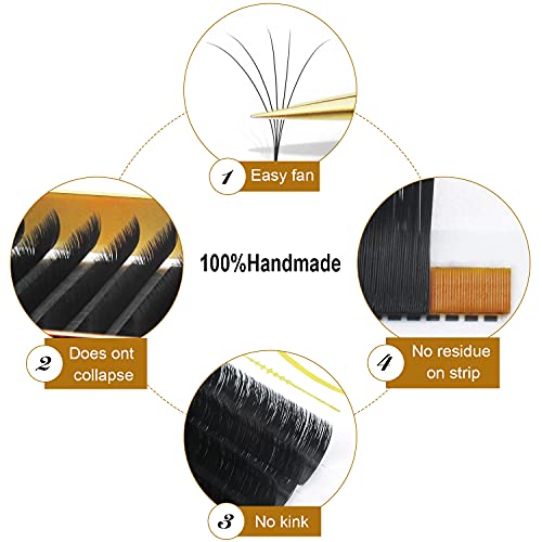 Easy Fan Lashes 0.07D Curl Mix 8-15mm QUEWEL Easy Fan Russian Lashes 2D-20D Volume Lash Extensions Self Fanning Eyelash Extensions Easy Fan Volum