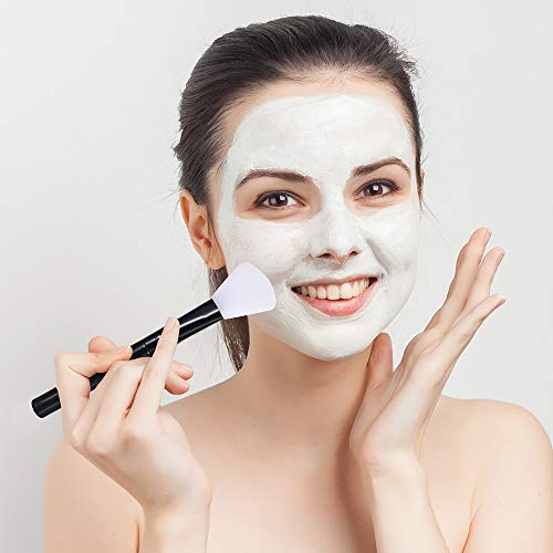 Face Mask Brush Silicone 2PCS Flexible Facial Mud Mask Applicator Brush, Hairless Moisturizers Applicator Tools, Wood Handle Mask Applicator for
