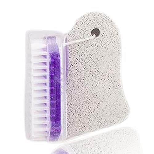 GOLDY Nail Brush and Pumice Stone Set for Dead Skin Removal 2 in 1 Scrubbing Foot File with Flexible Bristles Suitable for Feet Hands Nails Or Bo