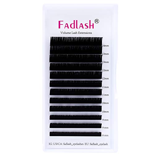 Eyelash Extensions 0.05mm D Curl Mix 8-14mm FADLASH Classic Lash Extensions 1:1 Individual Classic Eyelashes Black Matte Single Lashes Extension