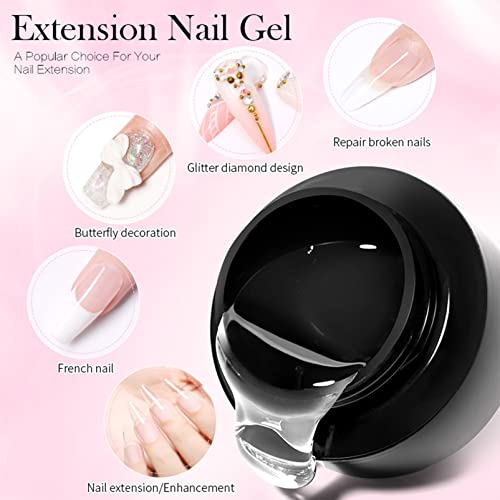 Clear Builder Nail Gel, Builder Gel for Nails Nail Extension Gel UV/LED Nail Base Building Gel for Nail Repair Extension & Modeling Strengthening