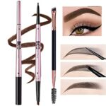 Mihqy 2 PCS Eyebrow Pencil Waterproof with Brow Brush, Dual Ended Eyebrow Pen, Automatic Makeup Cosmetic Tool(Dark Brown)