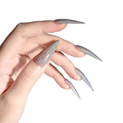 VENALISA Holographic Gel Nail Polish Silver Glitter Effect Sparkling Colors Soak off UV LED Nail Lamp for Nail Starters at Home