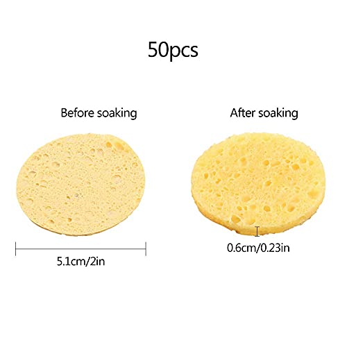 Compressed Facial Sponges,50 Pieces Wash Face Sponge Facial Cleansing Exfoliating Cosmetic Sponge for Women,Daily Cleansing Gentle Exfoliating fo