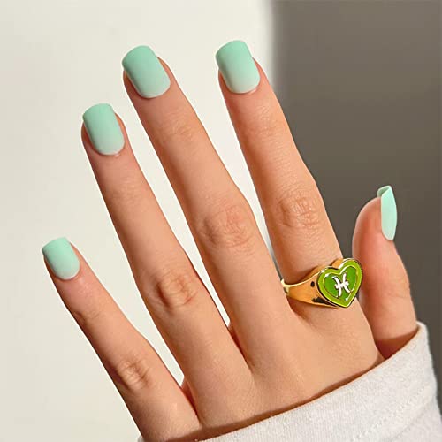 JUSTOTRY 24 Pcs Fake Nails Short, Red and Yellow Swirl Press on Nails with Designs, Glossy Pink French False Nails Short, Stick on Nails for Wome