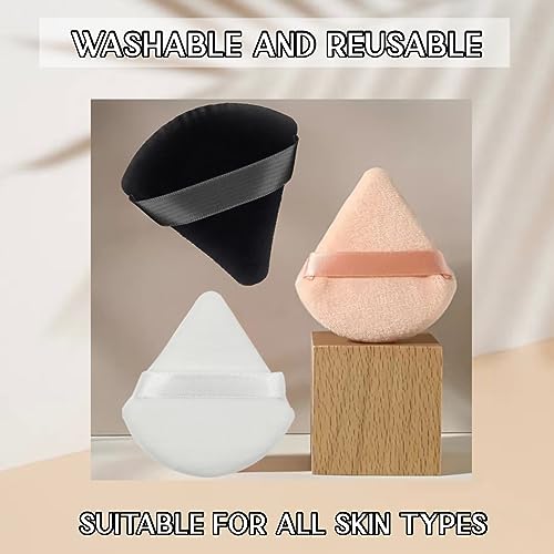 Premium Powder Puff Set Of 2, Makeup Sponge, Triangle Powder Puff Is Soft On Your Skin, Powder Puff Face Triangle Sleek Design And Finger Strap M