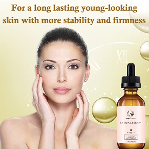 ROSVANEE Retinol Serum for Face 60ml - High Strength with 2.5% Retinol, Hyaluronic Acid, Vitamin C & E, Anti Aging Facial Serum for Skin Repair,