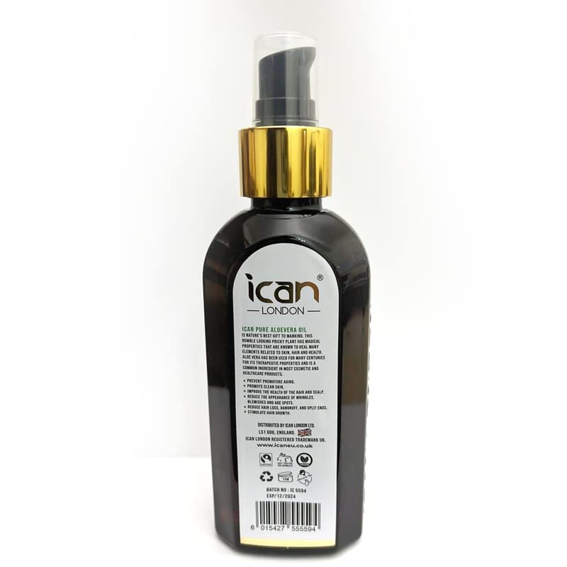 ICAN LONDON 100% PURE & NATURAL ALOE VERA OIL FOR HAIR, SKIN, AND NAILS 150ML