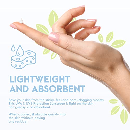 SPF15 Broad Spectrum Natural Sunscreen, Soothing & Hydrating Sunscreen Lotion, Plant-Based Sun Block, Water-Resistant Sun Screen Protector for Fa