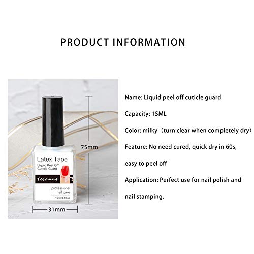 Liquid Latex Nails Peel Off, 15ML Liquid Latex Nail Polish Peel off Base Coat Cuticle Guard for Nail Art Liquid Tape Protector