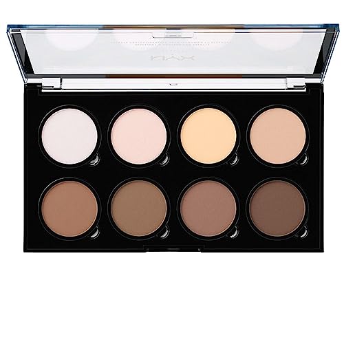 NYX Professional Makeup Highlight & Contour Pro Palette, Powder Contour Kit, Eight Blendable Matte and Pearly Shades