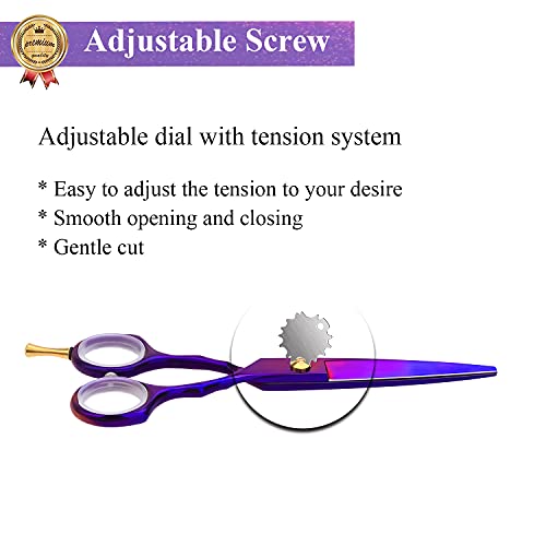Purple Dragon Purple Hairdressing Scissors Set 5.5 Inch Hair Cutting & Thinning Scissors Kit for Men Women Kids Home Salon Barber