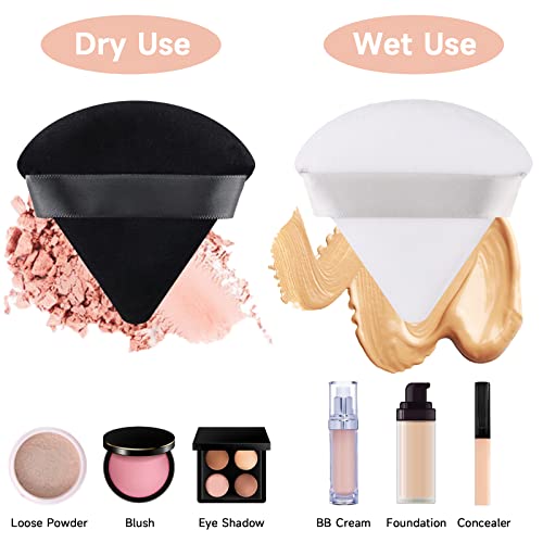 OBSGUMU 4pcs Triangle Powder Puff, Reusable Triangle Sponges for women, Powder Puffs for Pressed Powder, Loose Powder, Cosmetic, Face Foundation