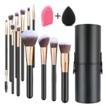 Warmiehomy Makeup Brushes Set with Holder 12pcs Synthetic Eye Makeup Brushes Eyeshadow Foundation Brushes Make Up Brush Set with Case Blending Sp