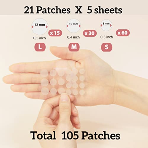 MEAROSA Beauty Spot Pimple Patch 105 dots - VEGAN, Cruelty-Free, Absorbing cover, Hydrocolloid Blemish Spot Patch Beauty Spot Patch Three Size