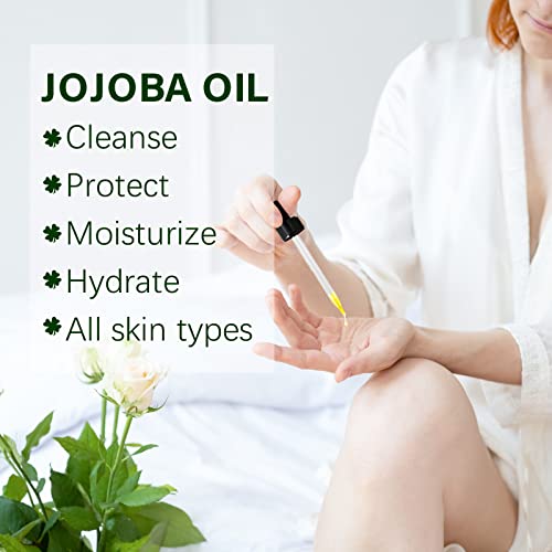 Organic 60ML-Jojoba Oil 100% Pure for Face, Nails, Natural Colorless Odorless Jojoba Oil Cold Pressed Unrefined-Hair Growth Oil Improve for Dry D