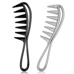 Fuyamp 2 Packs Wide Tooth Shark Combs, Salon Large Teeth Shark Combs Curly Hair Salon Barber Comb, Afro Comb Curl Comb Hairstyle Comb Salon Haird