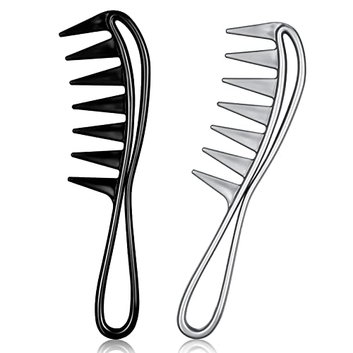 Fuyamp 2 Packs Wide Tooth Shark Combs, Salon Large Teeth Shark Combs Curly Hair Salon Barber Comb, Afro Comb Curl Comb Hairstyle Comb Salon Haird