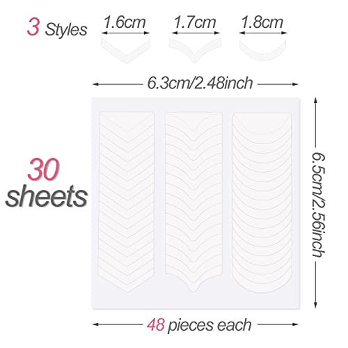 Hanyousheng 1440 Pcs French Nail Stickers, 30 Sheets French Manicure Stickers, Self-Adhesive French Tip Guides Nail Stickers for Gel Nails, Nail