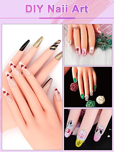 Deciniee Practice Hand for Acrylic Nails,Silicone Hand Practice Model 200 Pcs Nail Tips Set,Professional Nail Art Hand Tools Adjustable False Fin