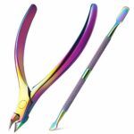 BEZOX Cuticle Clippers with Cuticle Pusher Set - Precise Cuticle Nipper and Under Nail Cleaner Kit for Salon or Home Use - Surgical Grade Stainle